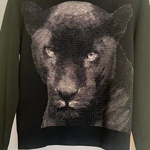 St. John Woven Black Panther Crew Neck Sweater
